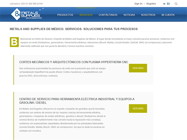 ZENDA Zacatecas Metals & Supplies- Sitio web y comercio electrónico