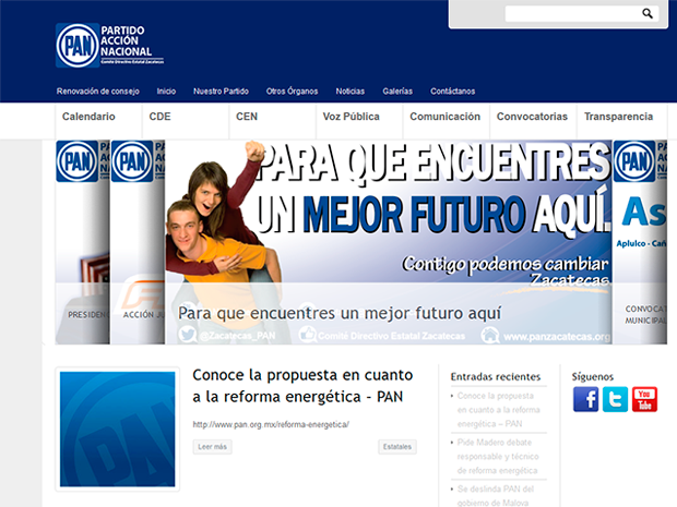 ZENDA Zacatecas PAN- Sitio Web, redes sociales y capacitación